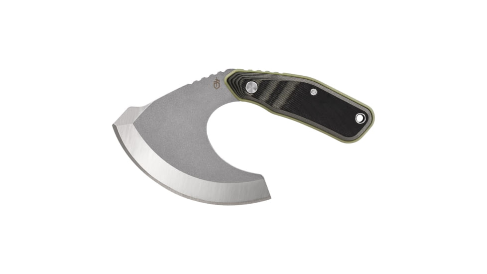 Gerber Downwind Ulu Fixed Blade Knife, 3.5in 7Cr17MoV Steel Stonewash Blade, Olive G-10 Scale Handle, 30-001824