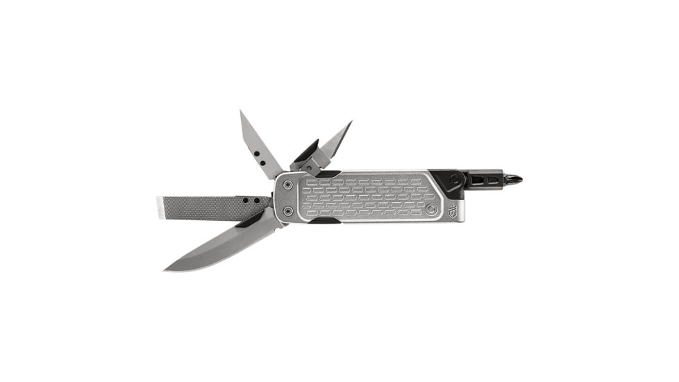 Gerber Lockdown Driver Multi-tool, 2.5in ,Brush Silver Drop Point Blade, Silver Aluminum Handle, 31-003569