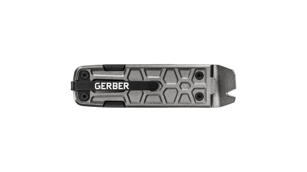 Gerber Lockdown Pry Multi-tool, 2.5in, Matte Black Drop Point Blade, Silver Aluminum Handle, 30-001593