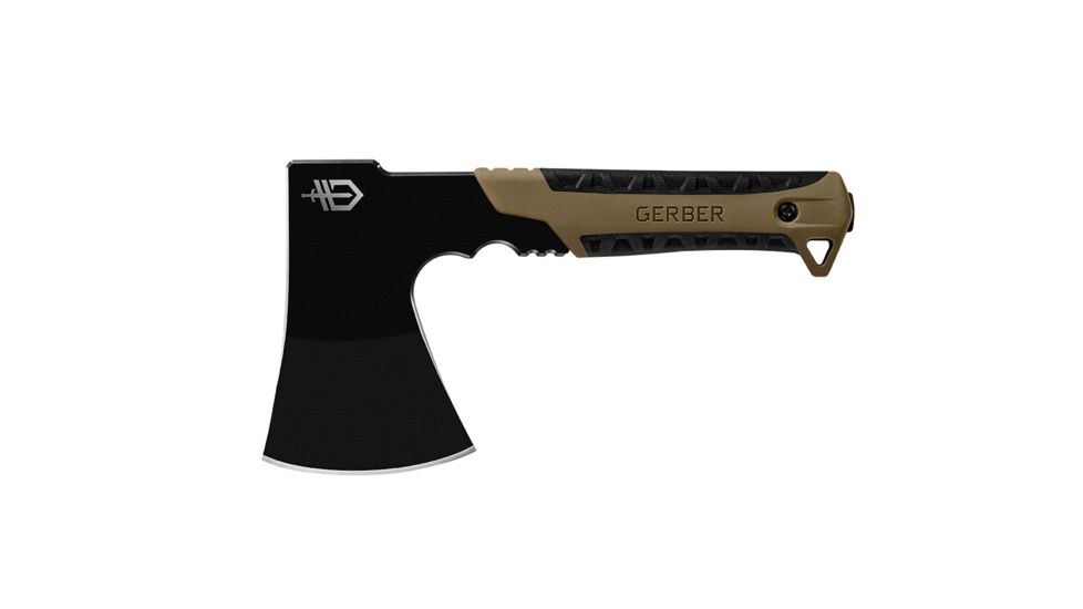 Gerber Pack Hatchet,3.5in,Black Steel Blade,Coyote Brown Fingergoove Handle, 31-003484