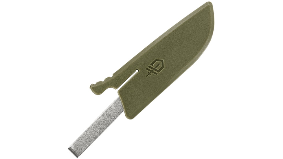 Gerber Spine Fixed Blade Knife, 8.5 in Overall, 3.75 in Drop Point 7Cr17MoV Blade, Green Rubberized Glass Filled Nylon Handle, Clam, 31-003486NRRP