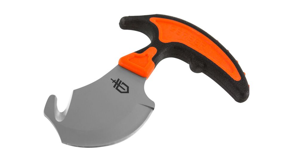 Gerber Vital Skin &amp; Buck Knife, Black/Orange Handle w/Cloth Sheath GE31-002743