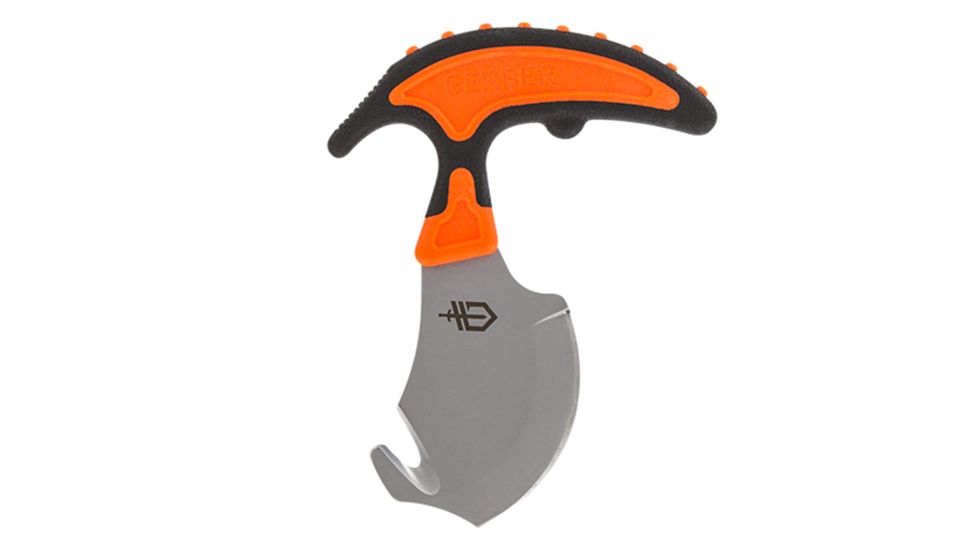 Gerber Vital Skin &amp; Buck Knife, Black/Orange Handle w/Cloth Sheath GE31-002743