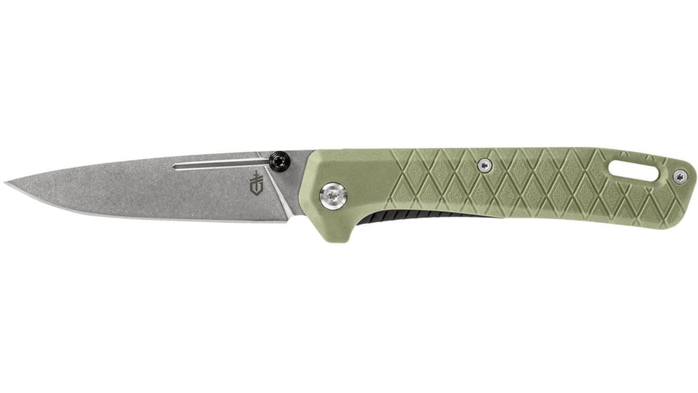Gerber Zilch Green Folding Knife, 4in Closed, 3in Stonewash 7Cr17MoV Stainless Drop Point Blade, Green Textured GFN Handle, 1067530