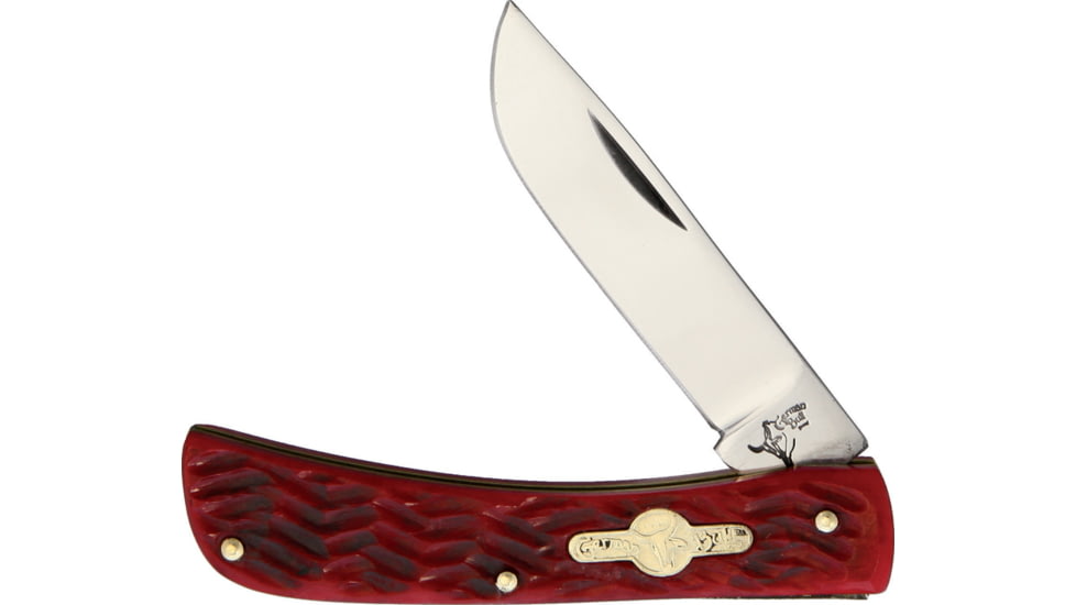 German Bull Dirt Buster Red Folding Knife, 2.75 stainless blade, Red pick bone handle, GB-107RPB
