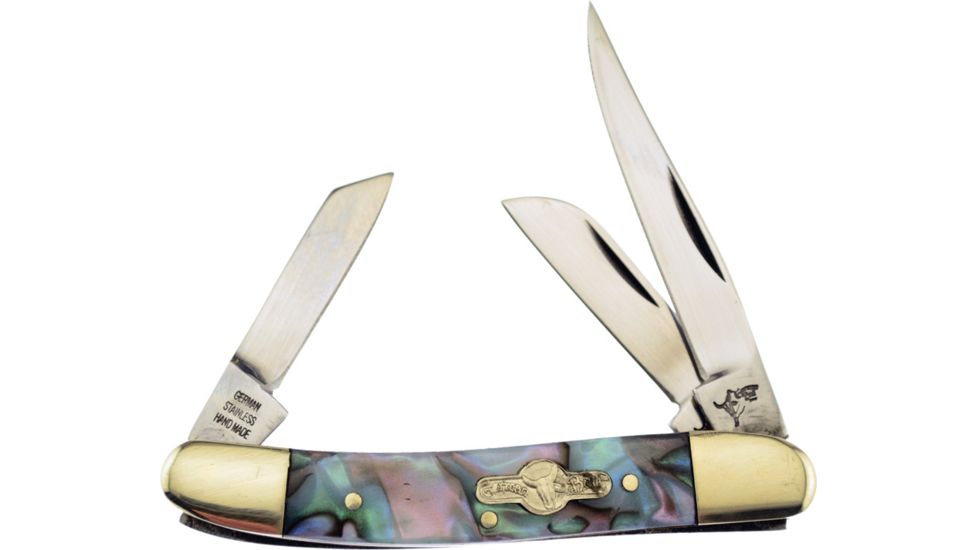German Bull Range Rider Mosaic Folding Knife,Stainless Steel,Clip and Sheepsfoot,Mosaic,Composition Handle GB106MOZ
