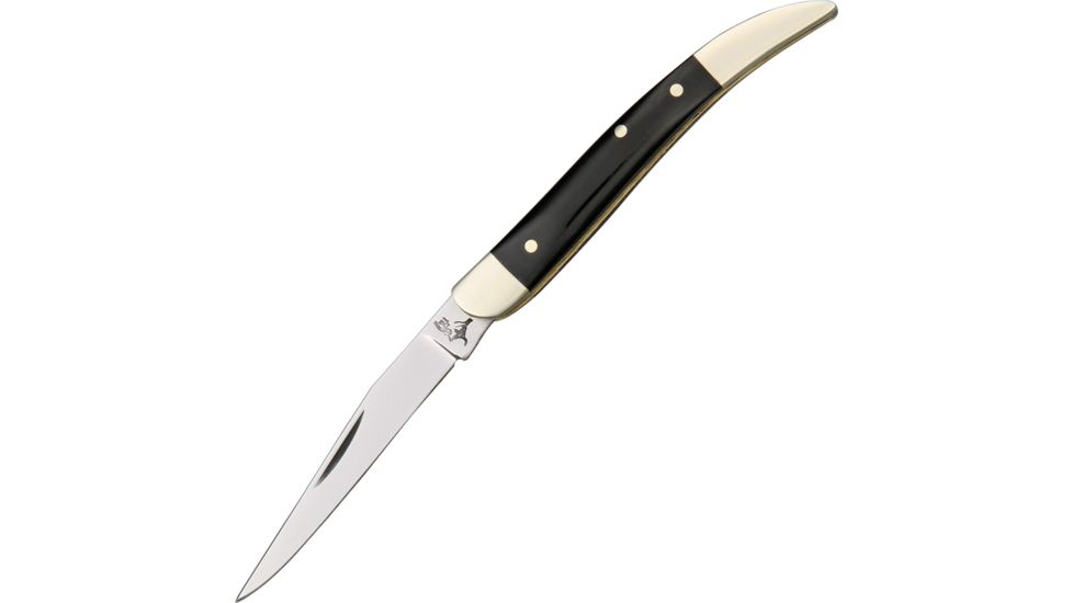 German Bull Small Toothpick Folding Knife,Long Clip Blade, Black Buffalo Horn Handle GB104BH