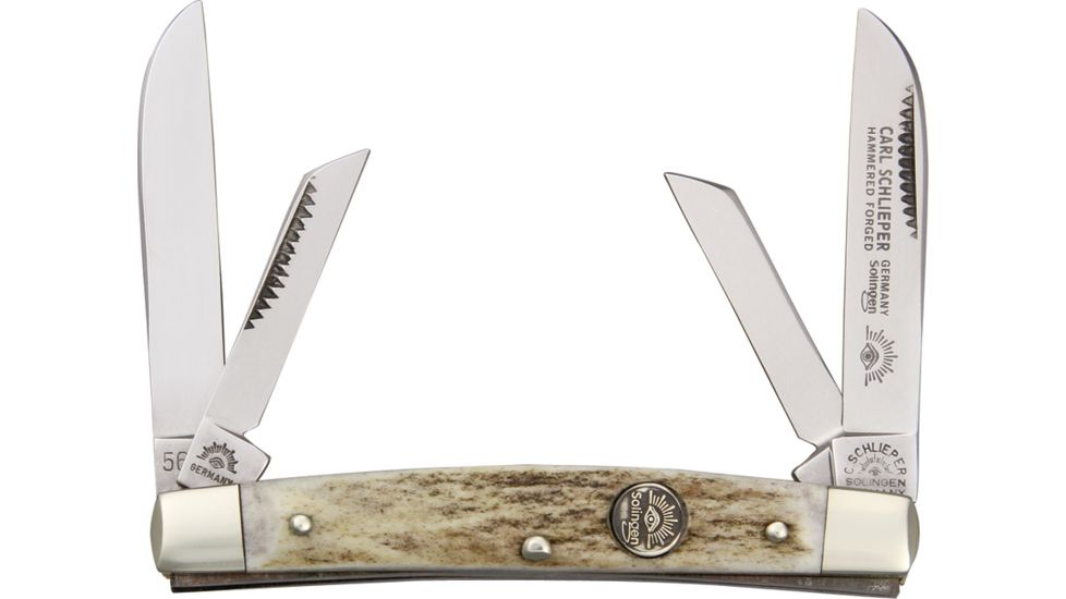 German Eye Congress Stag Folding Knife,Solingen Steel Blade, Genuine Stag Handle GE56DS