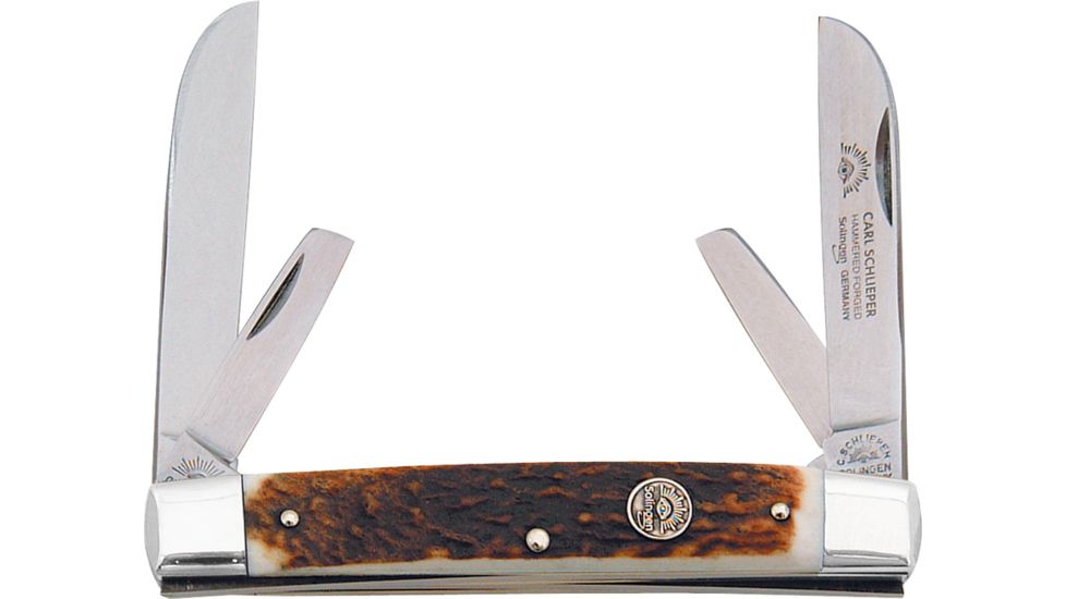 German Eye Four Blade Congress Folding Knife,4in closed,Solingen Steel Blade, Genuine Stag Handle GE60DS