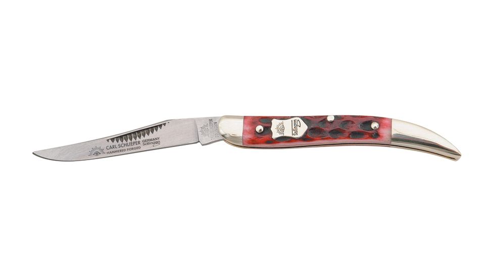 German Eye Toothpick Folding Knife,Solingen Long Clip Blade, Red Pick Bone Handle GETPRB