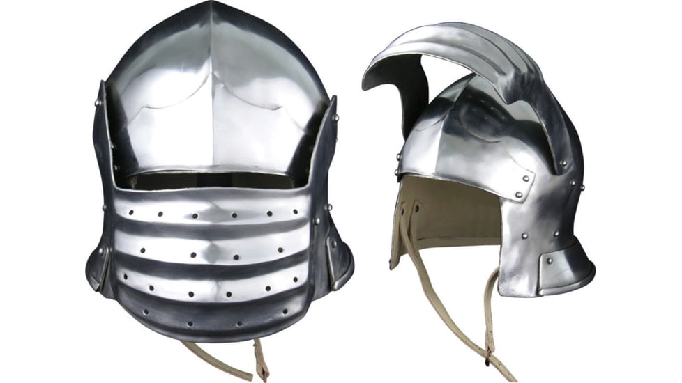 Get Dressed For Battle Bellows Face Sallet, Wearable 14 Gauge Steel Helmet With Liner, AB0344