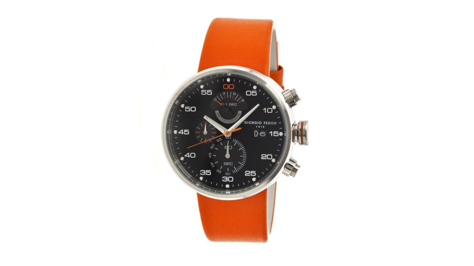Giorgio Fedon 1919 Speed Timer IV Mens Watch, Black Dial, Orange Leather Band GIOGFBI002