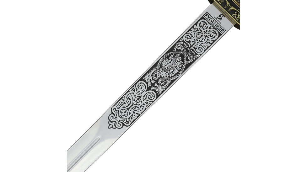 Gladius Bronze Excalibur Sword, 44.5in Overall, 34.5in Stainless Blade, Black Leather Wrapped Handle, 201