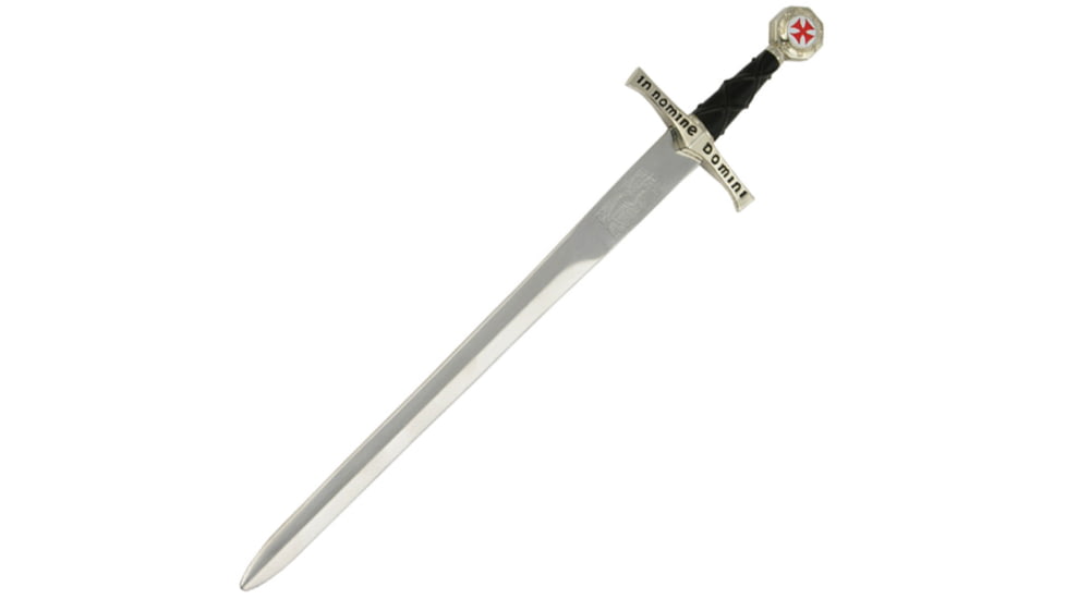 Gladius Templar Letter Opener, 7.75 metal alloy unsharpened blade, Black synthetic and gold finish metal handle, 23