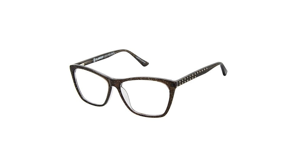 Glamour Editor's Pick GL1006 Progressive Prescription Eyeglasses - Frame Black Glitter, Size 53/14mm GL100601