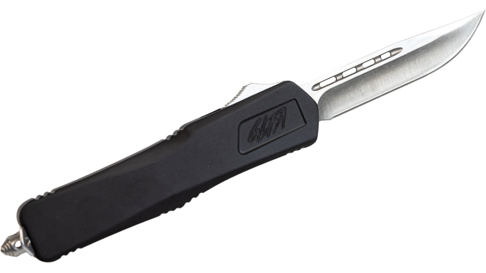 GLFA Smooth Spring Assisted OTF Knife, Smooth Blade, Black, 7&quot;, GL-KSM-SMT BLK