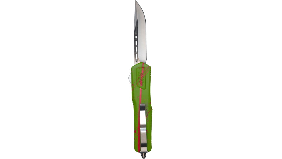 GLFA Smooth Spring Assisted OTF Knife, Smooth Blade, Green with Orange Splatter, 8&quot;, GL-KMD-SMT S-ZOM
