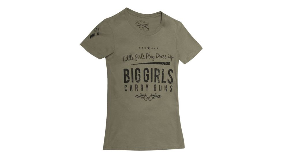 Glock Od Green Short Sleeve T Shirt Big Girl W/guns Med