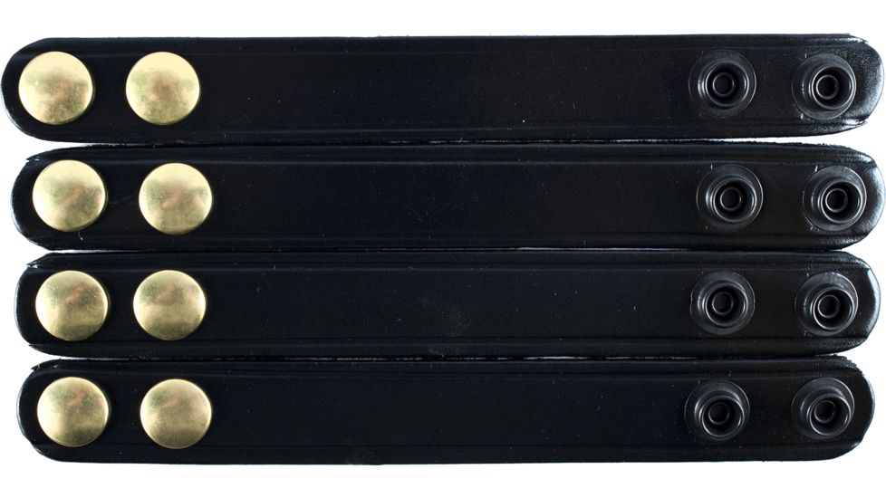 Gould &amp; Goodrich Leather Belt Keepers, Double Brass Snap, 4-Pack, Black, B76-4BR