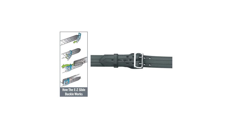 Gould &amp; Goodrich K-Force E-Z Slide Duty Belt, 4 Row Stitched, 36, Nickel, Black, B49-36FL4R