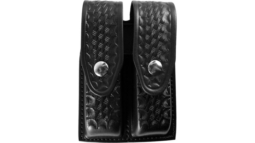 Gould &amp; Goodrich Double Magazine Case w/Snap Closure, Basket Standard Snap - Glock 17/19, Black Weave, B627-7W