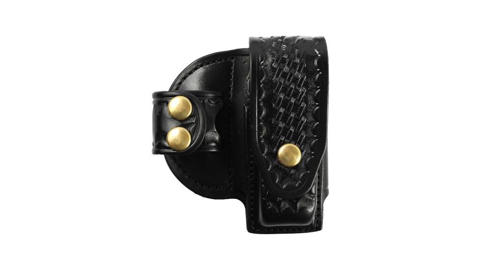 Gould &amp; Goodrich Magazine Case/Cuff Holder, Right Hand, Brass HW - Glock 20, 21, 29, 30 &amp; Similar, Black Weave, B533-4WBR