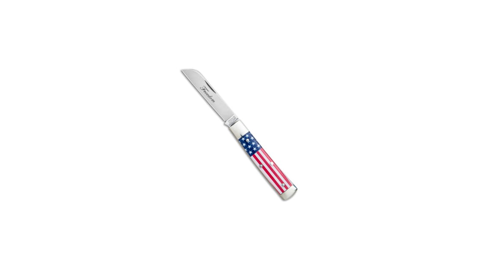 Great Eastern Cutlery GEC #49 Tidioute Freedom Liberty Pocket Knife Flag Acrylic 2.61" Satin, Blue/Red/White, 1095, adult, BHQ-139268