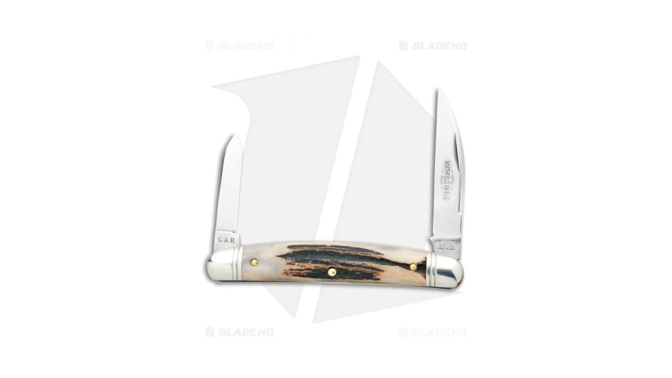 Great Eastern Northfield UN-X-LD Easy Folding Knife, 2.375in, 1095, Sheepsfoot, Spear Point Blade, Stag, Brown Handle, Brown/Gray, 6.25 inch, BHQ-108895