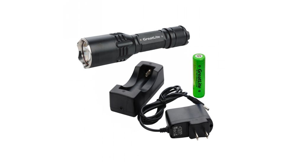 Greatlite Cree LED 400 Lumens E67-E02 Tactical Rechargeable Flashlight Kit, Black EXPE67-E02