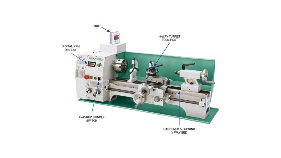 Grizzly Industrial 10in. x 22in. VS Lathe with 2-Axis DRO G0752Z