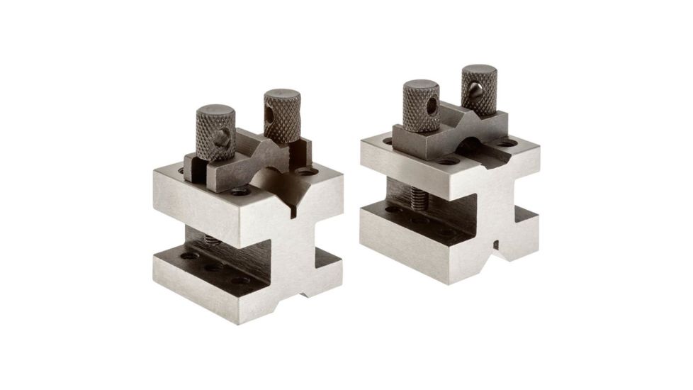 Grizzly Industrial 90 V-Blocks w/ Clamp Set - 1-3/8in. x 1-3/8in. x 1-3/16in. G5643