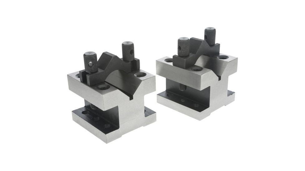 Grizzly Industrial 90 V-Blocks w/ Clamp Set - 2-3/8in. x 2-3/8in. x 2in. G5644