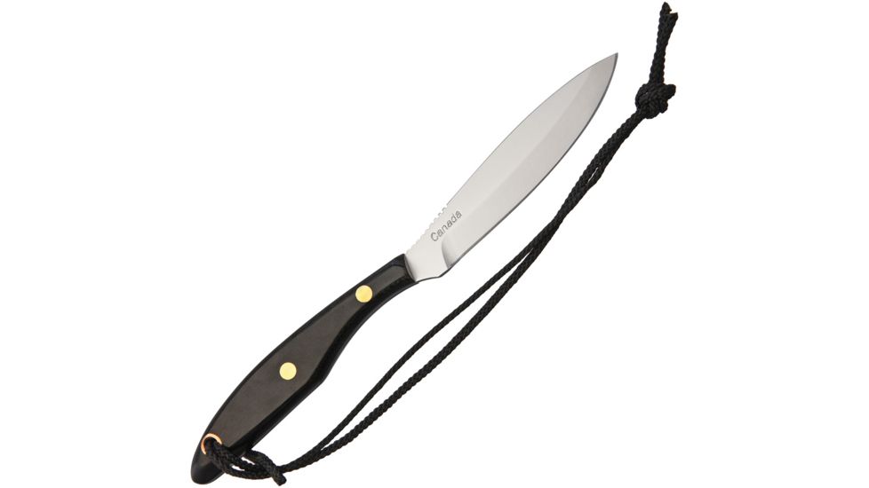 Grohmann Trout &amp; Bird Knife Black Linen Fixed Blade Knife, 4in, Black, Linen Micarta Handle GRM2S