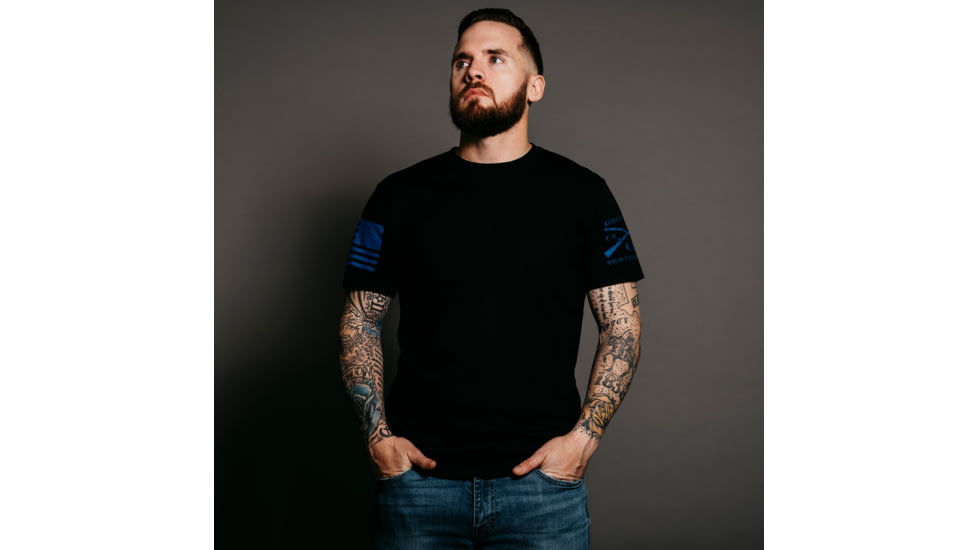 Grunt Style Blue Shield T-Shirt - Mens, Black, Large, GS3073-L