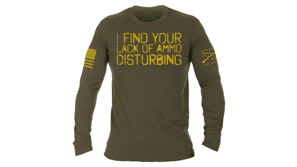 Grunt Style Lack of Ammo Long Sleeve T-Shirt - Mens, Military Green, 2XL, GS4244-2XL