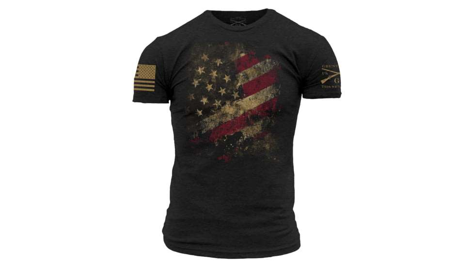 Grunt Style Worn Flag 2.0 T-Shirt - Mens, Black, Medium, GS2742-M