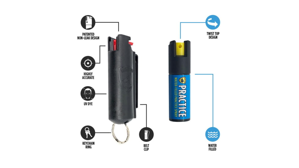 Guard Dog Security Practice Pepper, 1/2 oz Hard Case Keychain Pepper Spray w/ Foldable Target, Black, One Size, PS-GDQAPP-BK