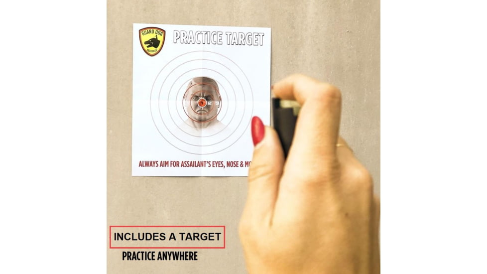 Guard Dog Security Practice Pepper, 1/2 oz Hard Case Keychain Pepper Spray w/ Foldable Target, Black, One Size, PS-GDQAPP-BK
