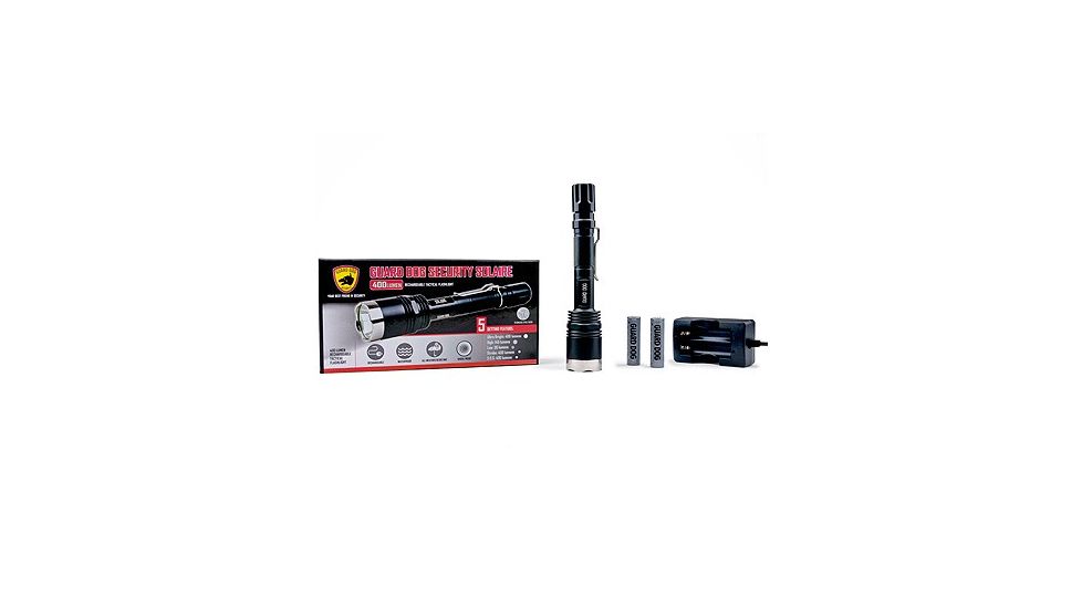 Guard Dog Security Solaire Rechargeable Tactical Flashlight, 5 Modes, 900 Lumen, Black, TL-GDS900