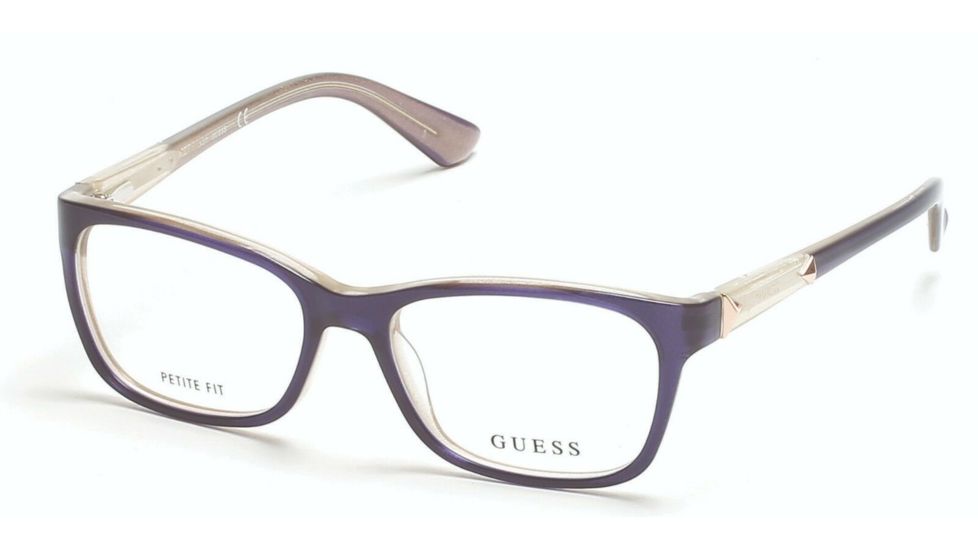 Guess GU2561 Progressive Prescription Eyeglasses - Shiny Blue Frame, Shiny Blue Lenses, 53 mm Lens Diameter GU256153090