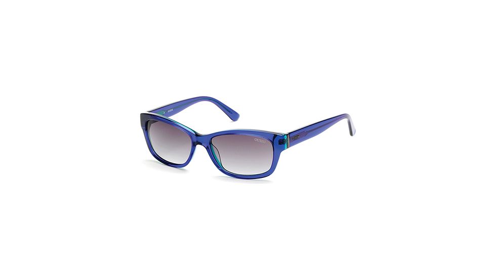 Guess GU7409 Sunglasses - Shiny Blue Frame Color, Blue Mirror Lens Color