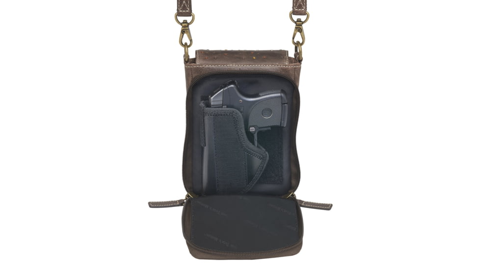 Gun Tote'n Mamas Concealed Carry X-Body Smartphone Pouch, Distressed Leather, Brown, GTM-CZY/07