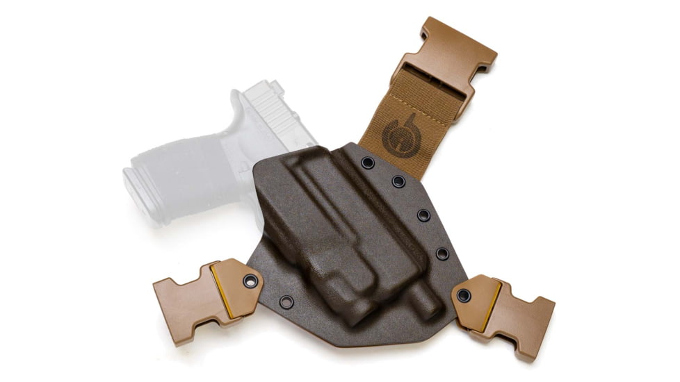 GunfightersINC Kenai Light Bearing Chest Holster, Glock 17, Tlr-7A, MAS Grey/ Coyote, Coyote Harness, Right Hand, KN-LB-Glock17-TLR7A-00000041