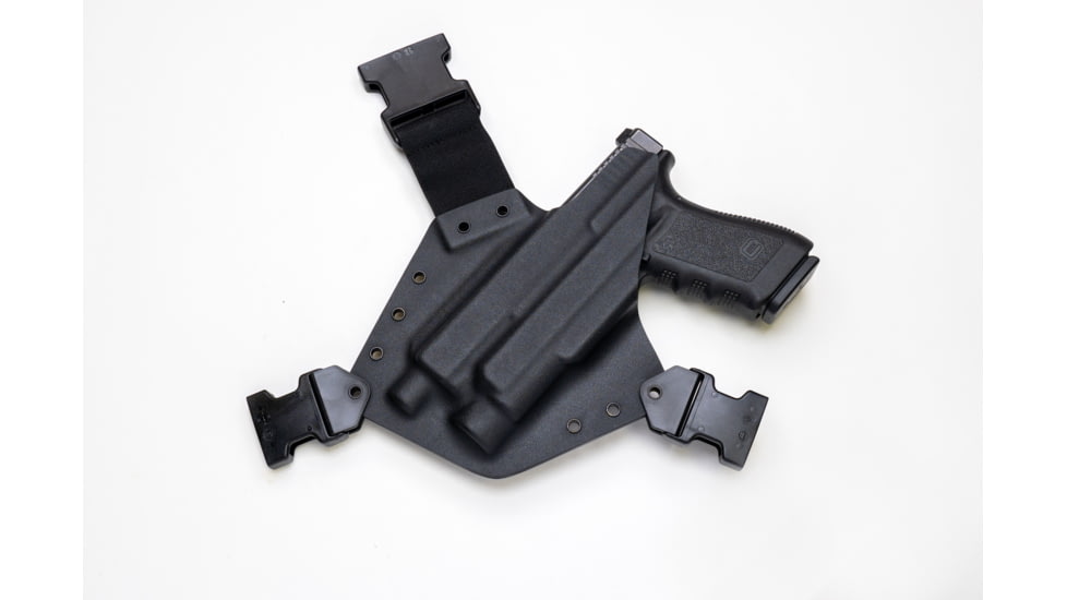 GunfightersINC Kenai Light Bearing Chest Holster, Glock 20, Tlr-1, Black/Black, Black Harness, Left Hand, KN-LB-Glock20-TLR1-00000092