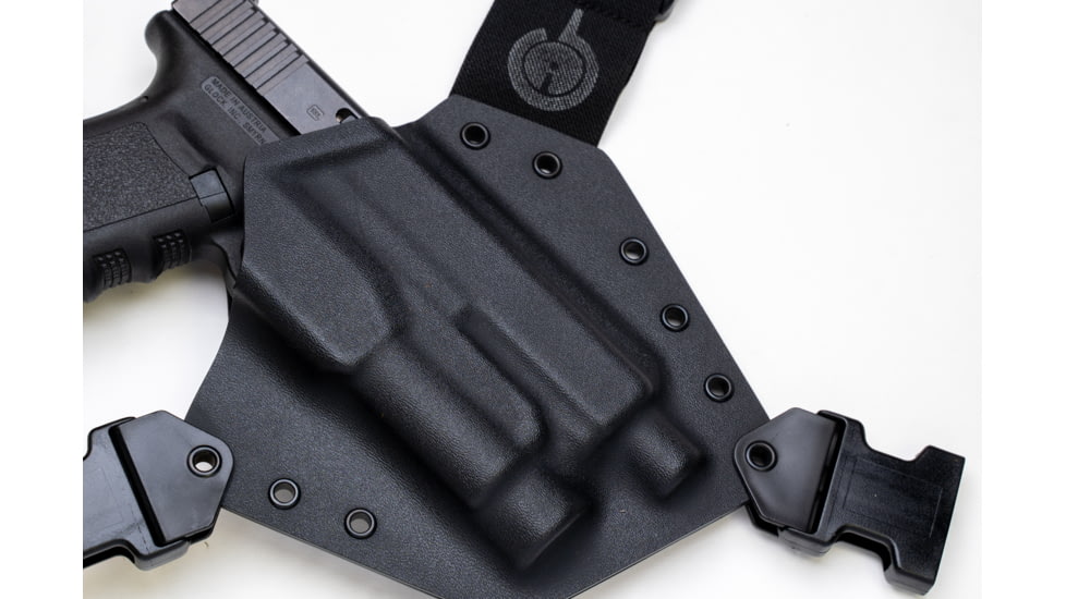 GunfightersINC Kenai Light Bearing Chest Holster, Glock 20, Tlr-1, Black/Black, Black Harness, Left Hand, KN-LB-Glock20-TLR1-00000092