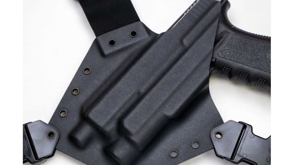 GunfightersINC Kenai Light Bearing Chest Holster, Glock 20, Tlr-1, Black/Black, Black Harness, Left Hand, KN-LB-Glock20-TLR1-00000092