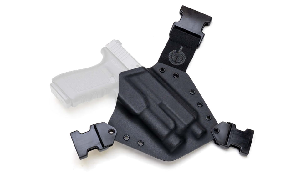 GunfightersINC Kenai Light Bearing Chest Holster, Glock 20, Tlr-1, Black/Black, Black Harness, Left Hand, KN-LB-Glock20-TLR1-00000092