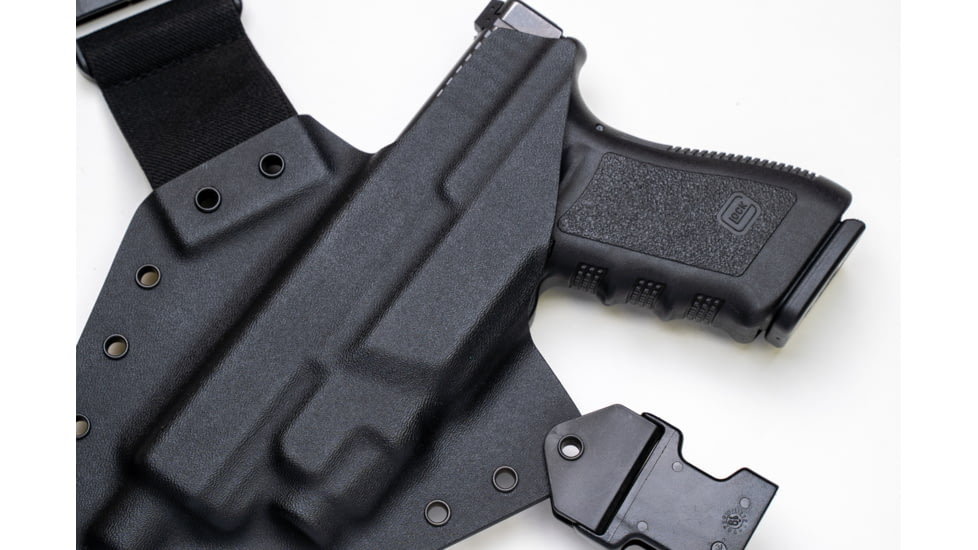GunfightersINC Kenai Light Bearing Chest Holster, Glock 19,45 Tlr-7A, Black/Black, Black Harness, Left Hand, KN-LB-Glock19-TLR7A-00000072