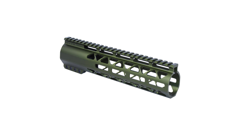 Guntec USA 10in AIR-LOK Series M-LOK Compression Free Floating Handguard With Monolithic Top Rail .308 Cal, Anodized Green, GT-10ALC-308-GREEN