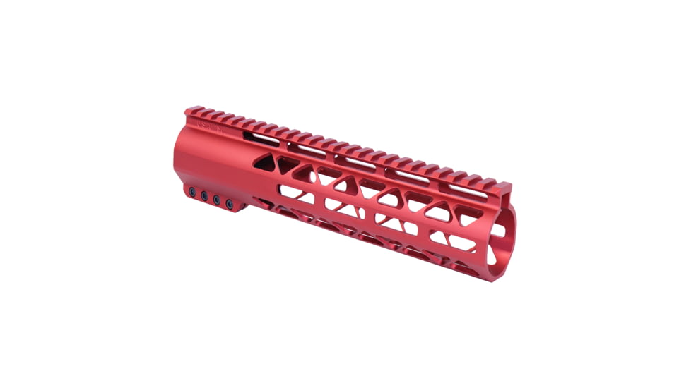 Guntec USA 10in AIR-LOK Series M-LOK Compression Free Floating Handguard With Monolithic Top Rail .308 Cal, Anodized Red, GT-10ALC-308-RED